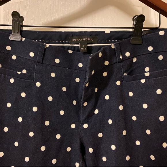 Dark blue & white polka dot Sloan ankle fit Banana Republic pants (size 4). - Picture 5 of 11